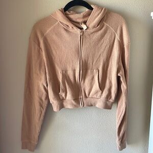 SKIMS Light Brown Cropped Hoodie